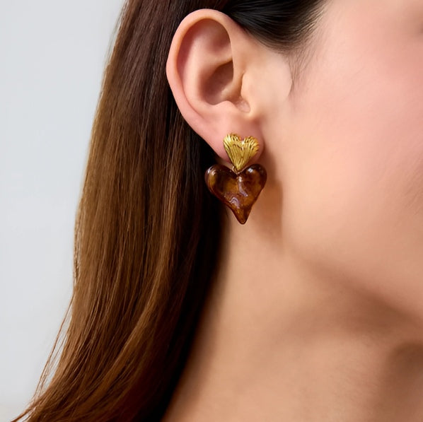 Resin Heart Earrings