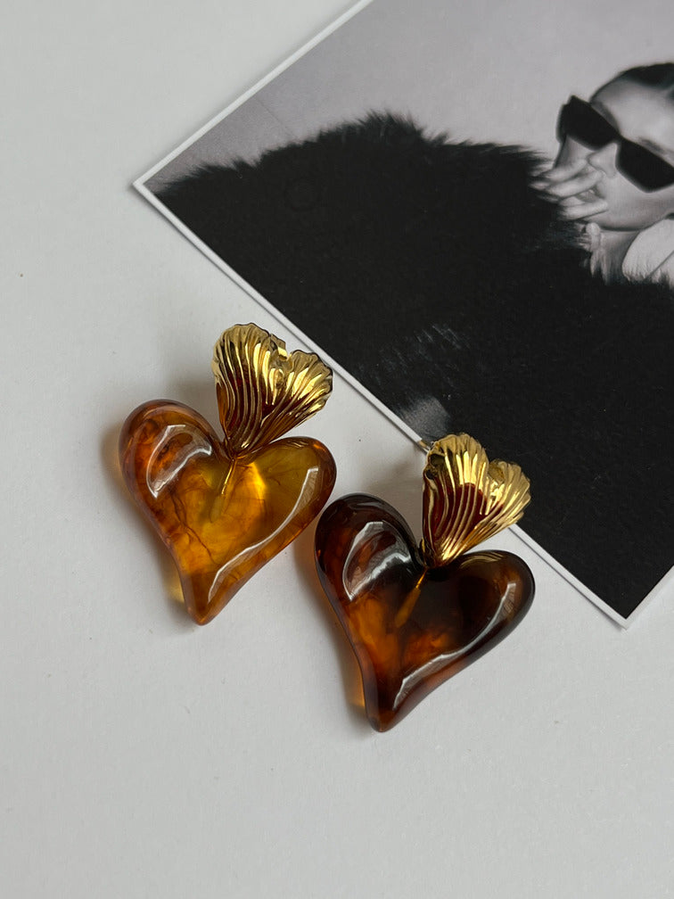 Resin Heart Earrings