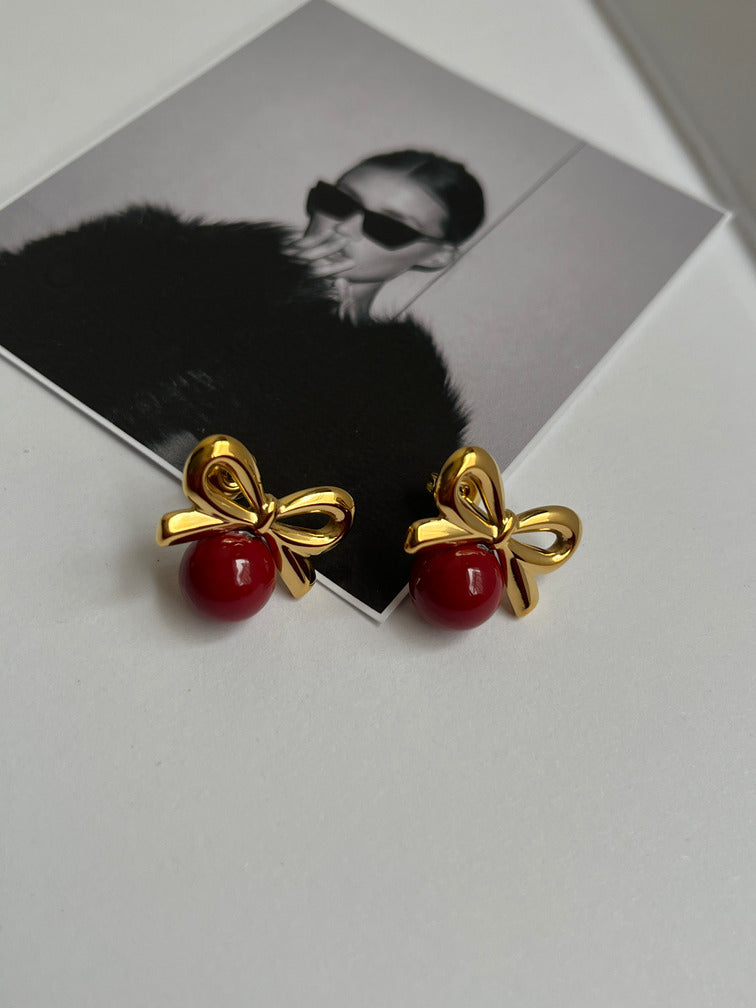 Cherry Bow Earring