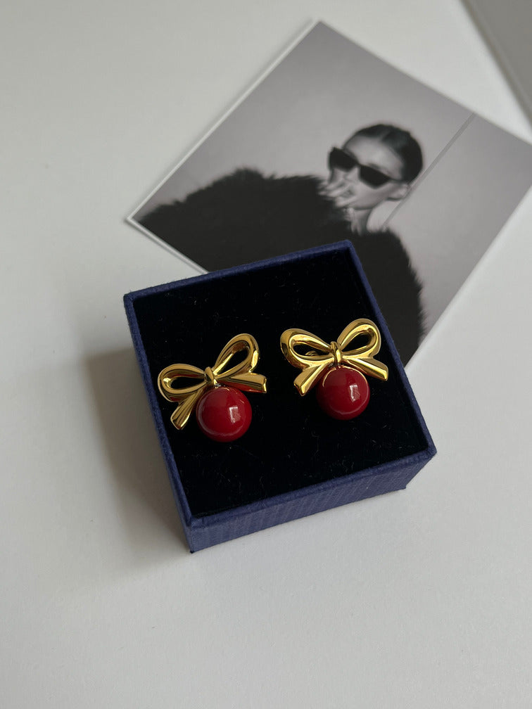 Cherry Bow Earring