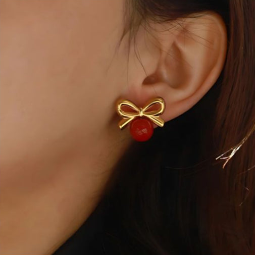 Cherry Bow Earring