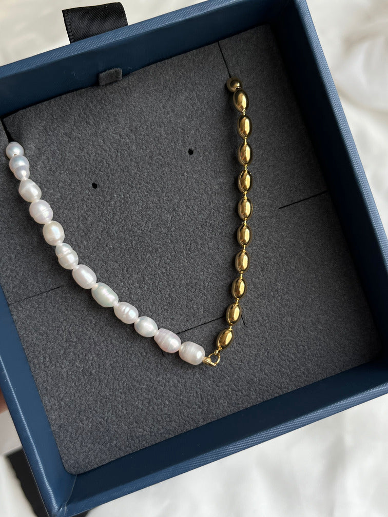 Pearl-Gold Beaded Necklace