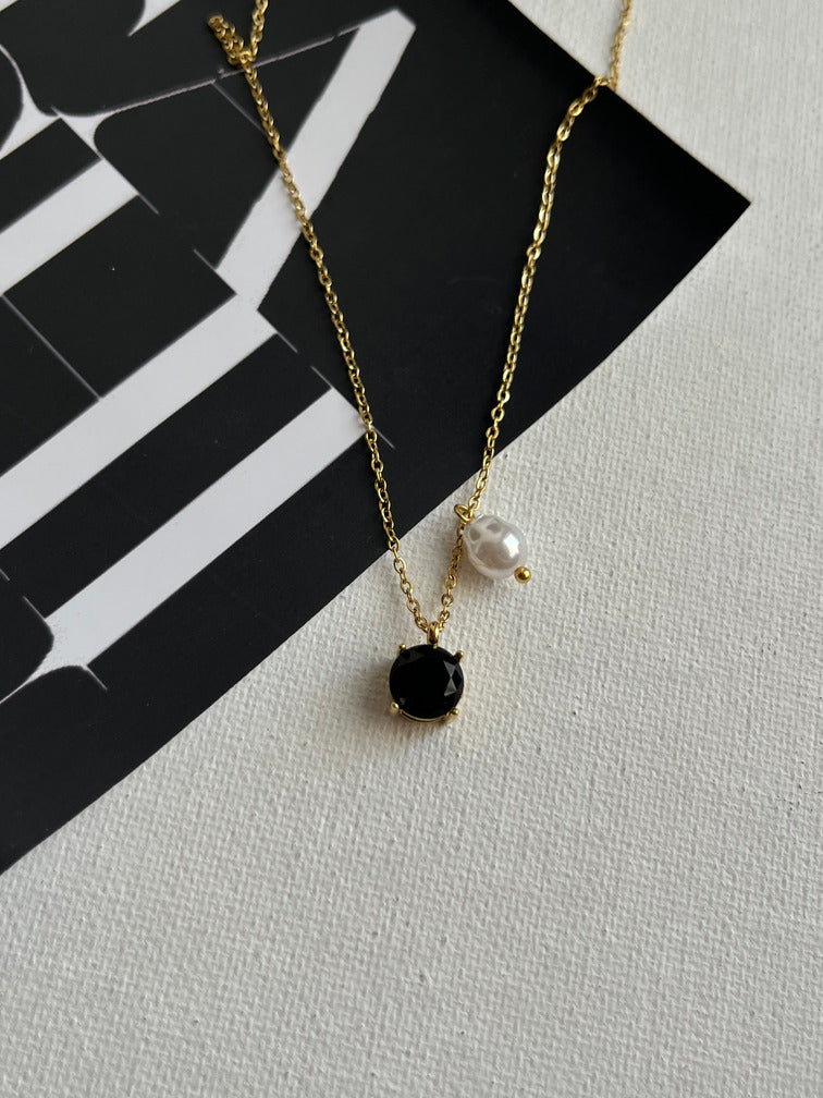 Black Diamond & Pearl Necklace